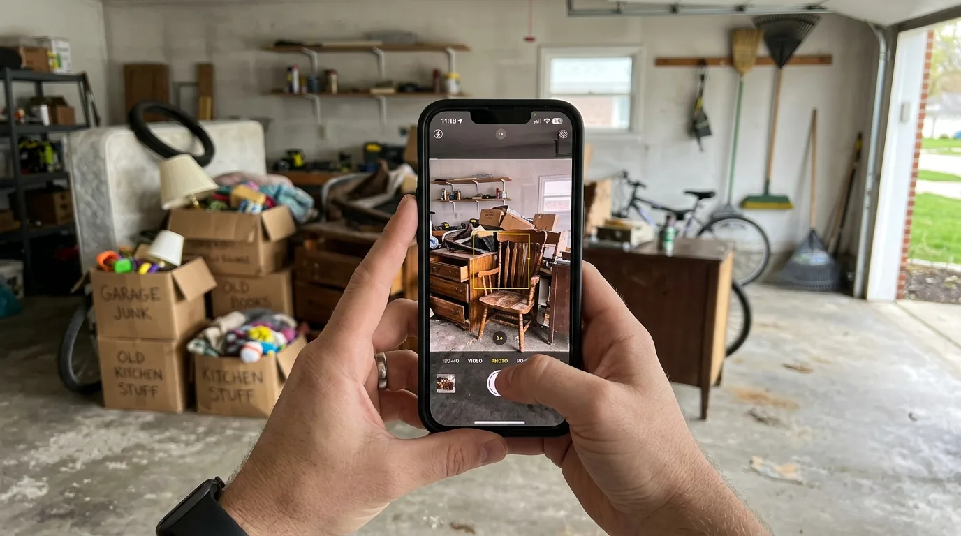 Photo: customer snapping junk with phone